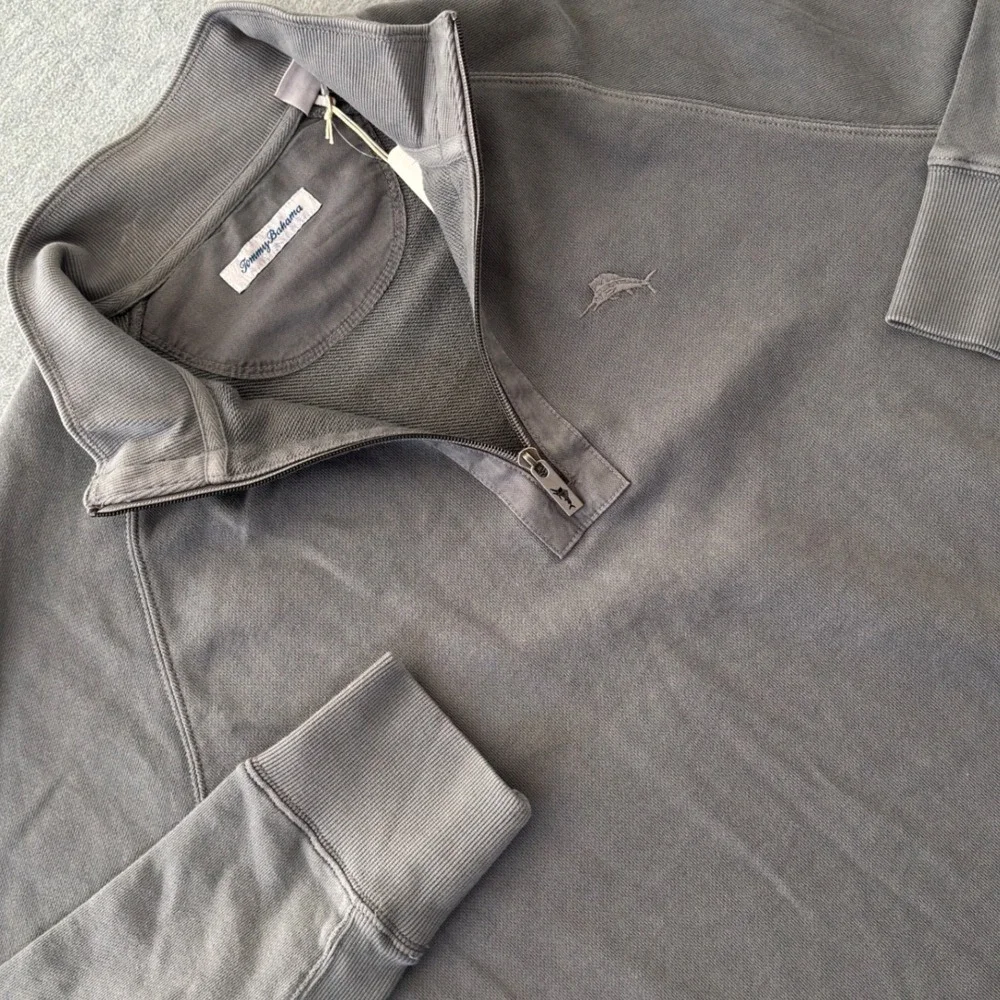 Tommy Bahama Sunray Cove Half Zip Pullover Carbon Grey Mens Large ST227057 NEW